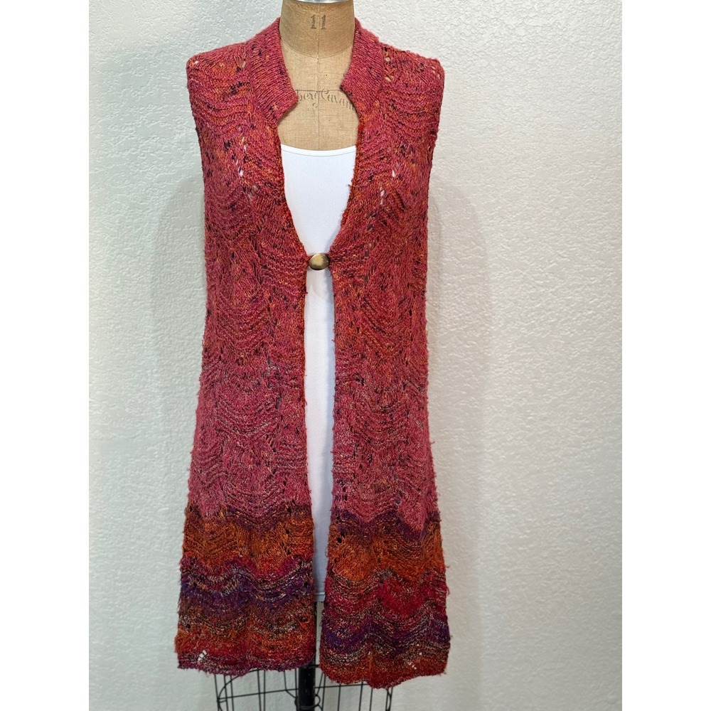 Coldwater Creek Women's Knit‎ Vest Cardigan Open Front Button Multicolor Size L